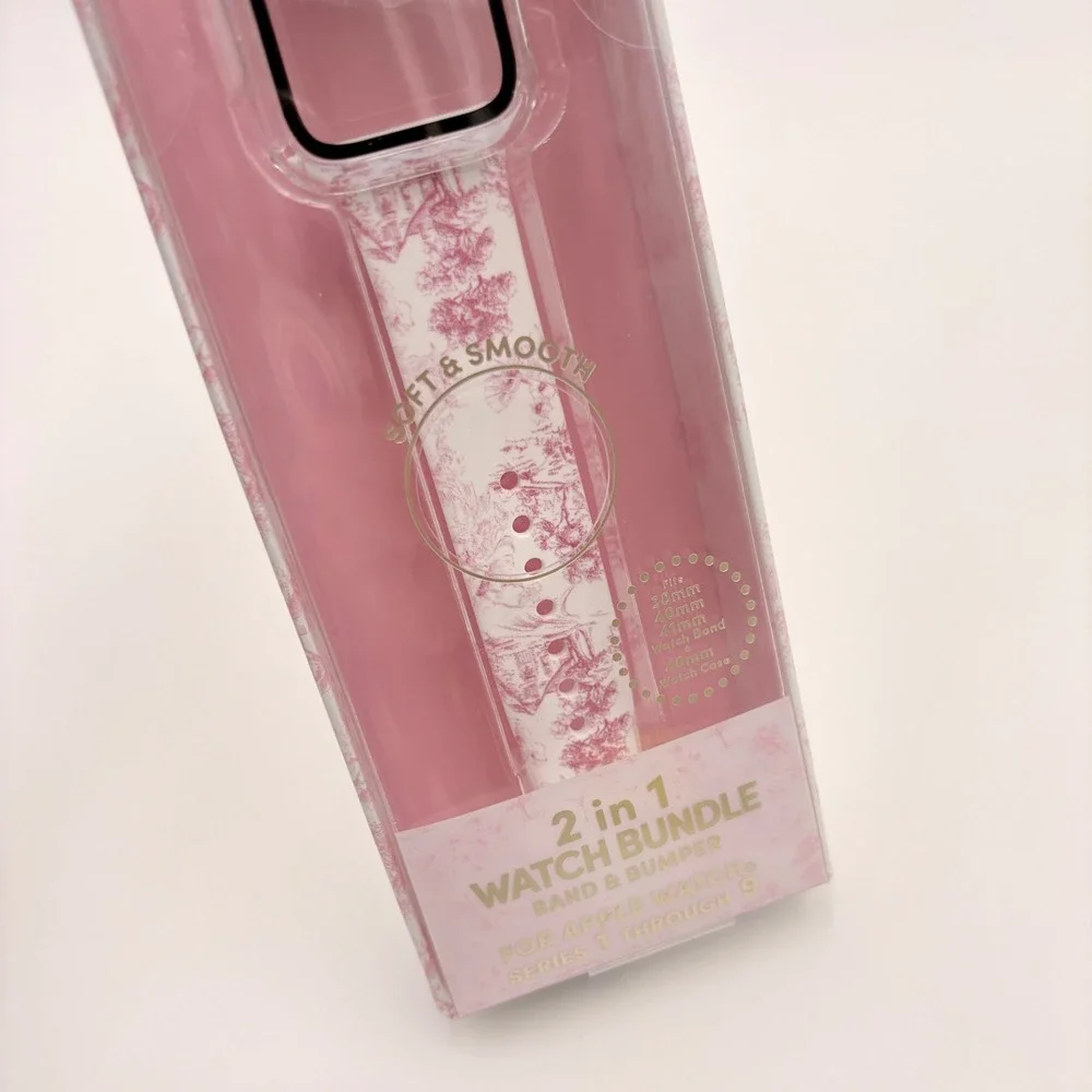 XO Poppy Pink Toile Apple Watch Band and Bumper Bundle 38mm 40mm 41mm NEW